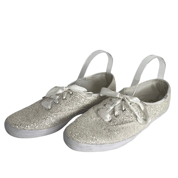 Keds X Kate Spade Shoes - Keds X Kate Spade White Glitter Champion Lace-Up Sneakers Wedding Prom Sz 11